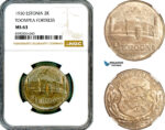 AL834, Estonia, 2 Krooni 1930, "Toompea Fortress", Silver, NGC MS63