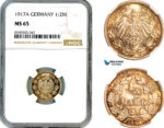 AL838, Germany, William II, 1/2 Mark 1917 A, Berlin Mint, Silver, NGC MS65