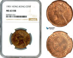 AL848, Hong Kong, Victoria, 1 Cent 1901, London Mint, NGC MS63RB