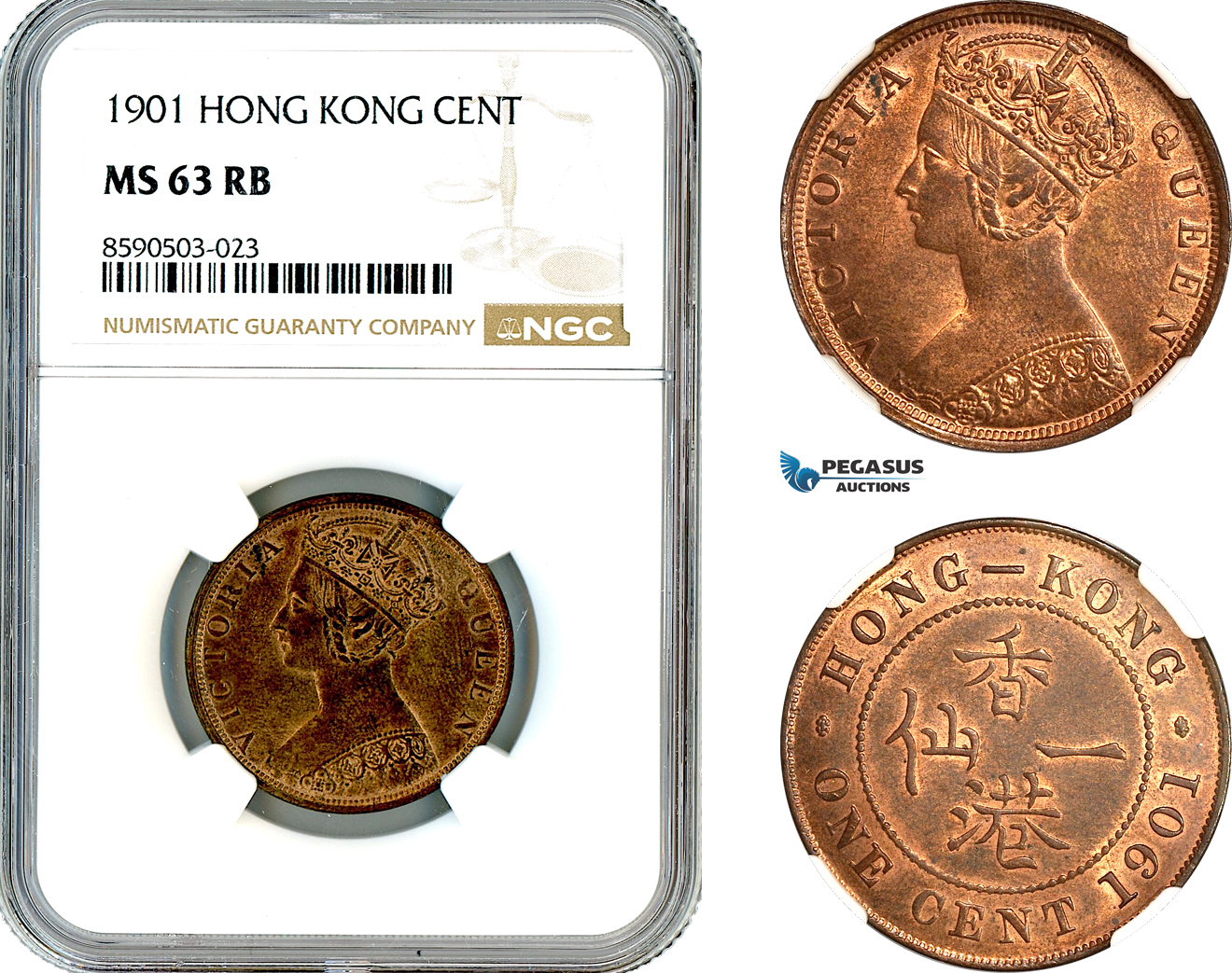 AL848, Hong Kong, Victoria, 1 Cent 1901, London Mint, NGC MS63RB