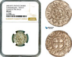 AL864, France, Carolingian, Charles the Bald, Denier ND (840-877), Rouen Mint, Silver, NGC MS62