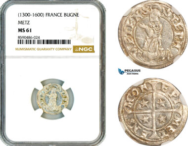 AL865, France, Metz, Bugne ND (1300-1600), Metz Mint, Silver, NGC MS61