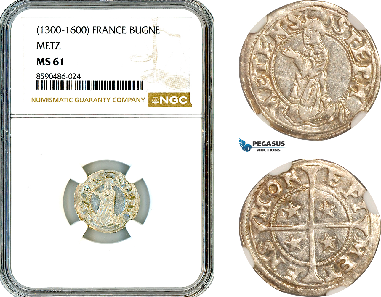 AL865, France, Metz, Bugne ND (1300-1600), Metz Mint, Silver, NGC MS61