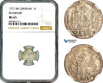 AL874, Germany, Frankfurt, “City View” 1 Kreuzer 1773 BN, Silver, NGC MS65