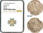 AL877, Germany, Frankfurt, “City View” 1 Kreuzer 1773 BN, Silver, NGC MS64