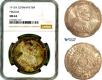 AL884, Germany, Prussia, Wilhelm II, 5 Mark 1913 A, Berlin Mint, Silver, NGC MS63