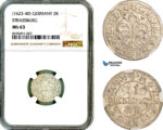AL887, Germany, Strasbourg, 2 Kreuzer ND (1623-40), Silver, NGC MS63