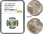 AL891, Germany, Weimar, 50 Pfennig 1921 E, Muldenhutten Mint, Partial Collar Mint Error, NGC MS65