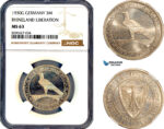 AL892, Germany, Weimar Republic, 3 Reichsmark 1930 G, Karlsruhe Mint, Silver, “Rhineland Liberation”, NGC MS63