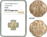 AL907, Netherlands, West Friesland, 2 Stuivers 1787, Silver, NGC AU58
