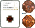 AL913, Poland, Danzig, 1 Pfennig 1937, Berlin Mint, NGC MS64RB