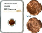 AL915, Romania, Carol I, 1 Ban 1900 B, Bucharest Mint, NGC MS65RB