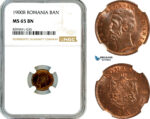 AL916, Romania, Carol I, 1 Ban 1900 B, Bucharest Mint, NGC MS65BN