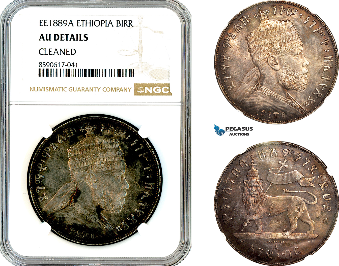 AL955, Ethiopia, Menelik II, 1 Birr EE1889 (1897) A, Paris Mint, Silver, NGC AU Details