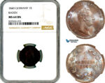 AL961, Germany, Baden, Leopold I, 1 Kreuzer 1840, NGC MS64BN