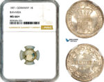 AL966, Germany, Bavaria, Ludwig II, 1 Kreuzer 1871, Munich Mint, Billon, NGC MS66+