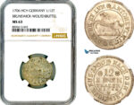 AL969, Germany, Brunswick-Wolfenbuttel, Anton Ulrich, 1/12 Taler 1706 HCH, Braunschweig Mint, Silver, NGC MS63, Top Pop, Single Finest!