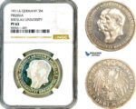 AL982, Germany, Prussia, Wilhelm II, 3 Mark 1911 A, Berlin Mint, Silver, Breslau University, NGC PF63