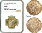 AL986, Germany, Saxony, Friedrich August III, 1/3 Taler 1781 IEC, Dresden Mint, Silver, NGC MS63, Top Pop, Single Finest!
