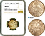 AL995, Germany, Wilhelm II, 1 Mark 1906 D, Munich Mint, Silver, NGC MS64