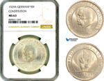 AM001, Germany, Weimar Republic, 5 Reichsmark 1929 A, Berlin Mint, Silver, Weimar Constitution, NGC MS63