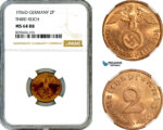AM005, Germany, Third Reich, 2 Reichspfennig 1936 D, Munich Mint, NGC MS64RB