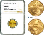 AM009, Germany, Third Reich, 5 Reichspfennig 1937 D, Munich Mint, NGC MS65+