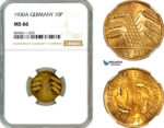 AM011, Germany, Weimar Republic, 10 Reichspfennig 1930 A, Berlin Mint, NGC MS66, Top Pop!