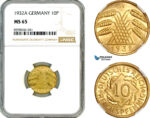 AM013, Germany, Weimar Republic, 10 Reichspfennig 1932 A, Berlin Mint, NGC MS65