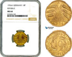 AM016, Germany, Weimar Republic, 10 Reichspfennig 1936 A, Berlin Mint, NGC MS64