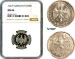 AM028, Germany, Third Reich, 1 Reichsmark 1937 F, Stuttgart Mint, NGC MS66, Top Pop, Single Finest!