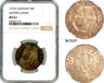 AM029, Germany, Third Reich, 5 Reichsmark 1933 F, Stuttgart Mint, Silver, Martin Luther, NGC MS62