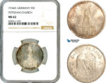 AM032, Germany, Third Reich, 5 Reichsmark 1934 A, Berlin Mint, Silver, Potsdam Church, NGC MS62