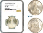 AM035, Germany, Third Reich, 5 Reichsmark 1935 A, Berlin Mint, Silver, Potsdam Church, NGC MS62