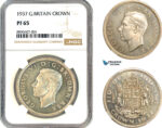 AM047, Great Britain, George VI, 1 Crown 1937, London Mint, Silver, NGC PF65