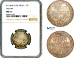 AM056, India, Mewar, Fatteh Singh, 1/2 Rupee SE1985 (1918), Calcutta Mint, Silver, NGC MS65