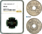 AM060, Lebanon, 1 Piastre 1940, Paris Mint, NGC MS64