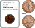 AM062, Mexico, Federal Coinage, 1/4 Real 1836 Mo, Mexico Mint, NGC MS63BN, Top Pop!
