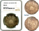 AM065, Mexico, 8 Reales 1896 Mo AB, Mexico Mint, Silver, NGC MS63