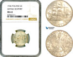 AM070, Poland, 2 Zlote 1936, Warsaw Mint, Silver, Gdynia Seaport, NGC MS63
