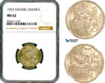 AM077, Poland, Danzig, 1 Gulden 1923, Berlin Mint, Silver, NGC MS62