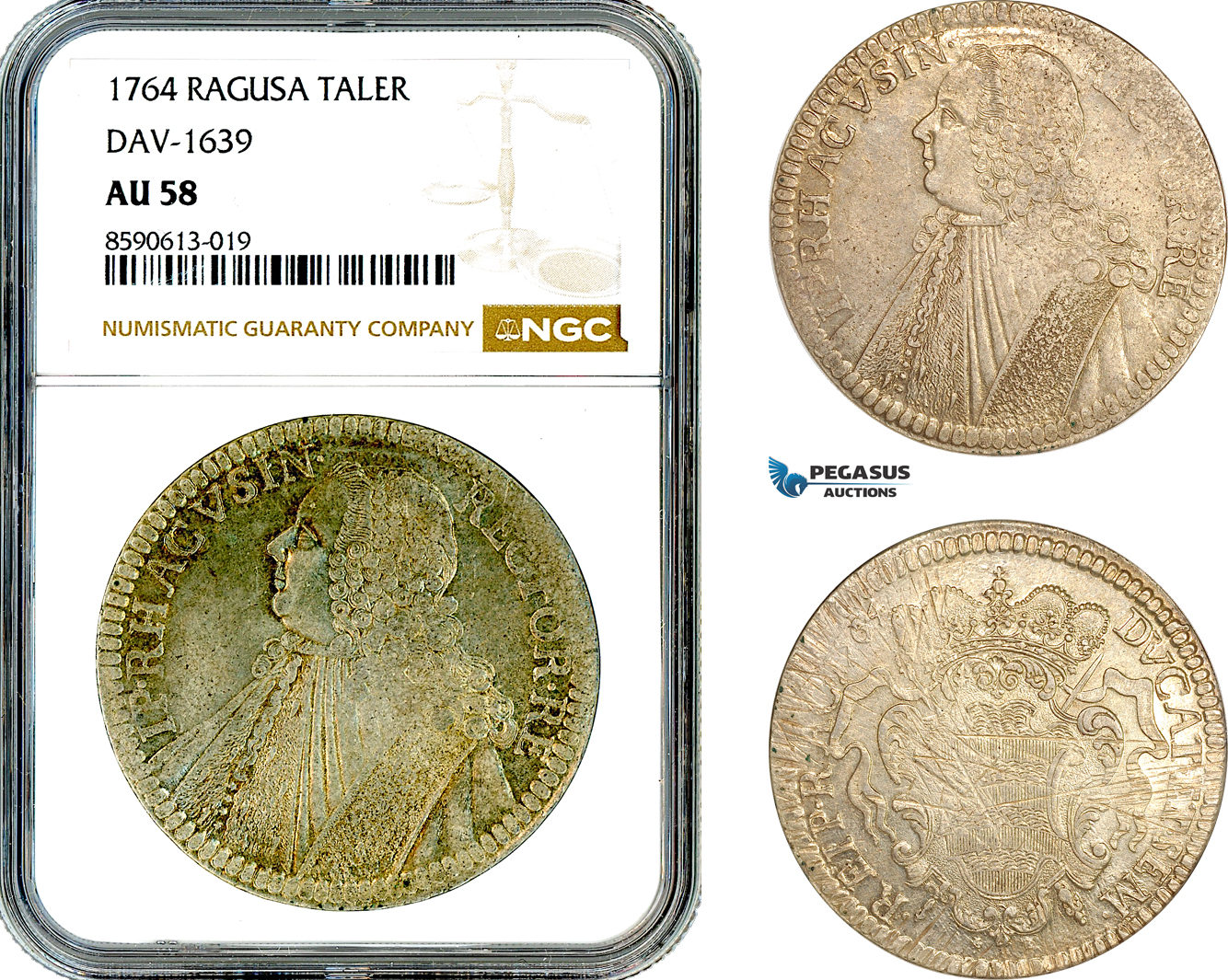 AM079, Croatia, Ragusa, Dubrovnik City, Taler 1764, Silver, DAV-1639, NGC AU58