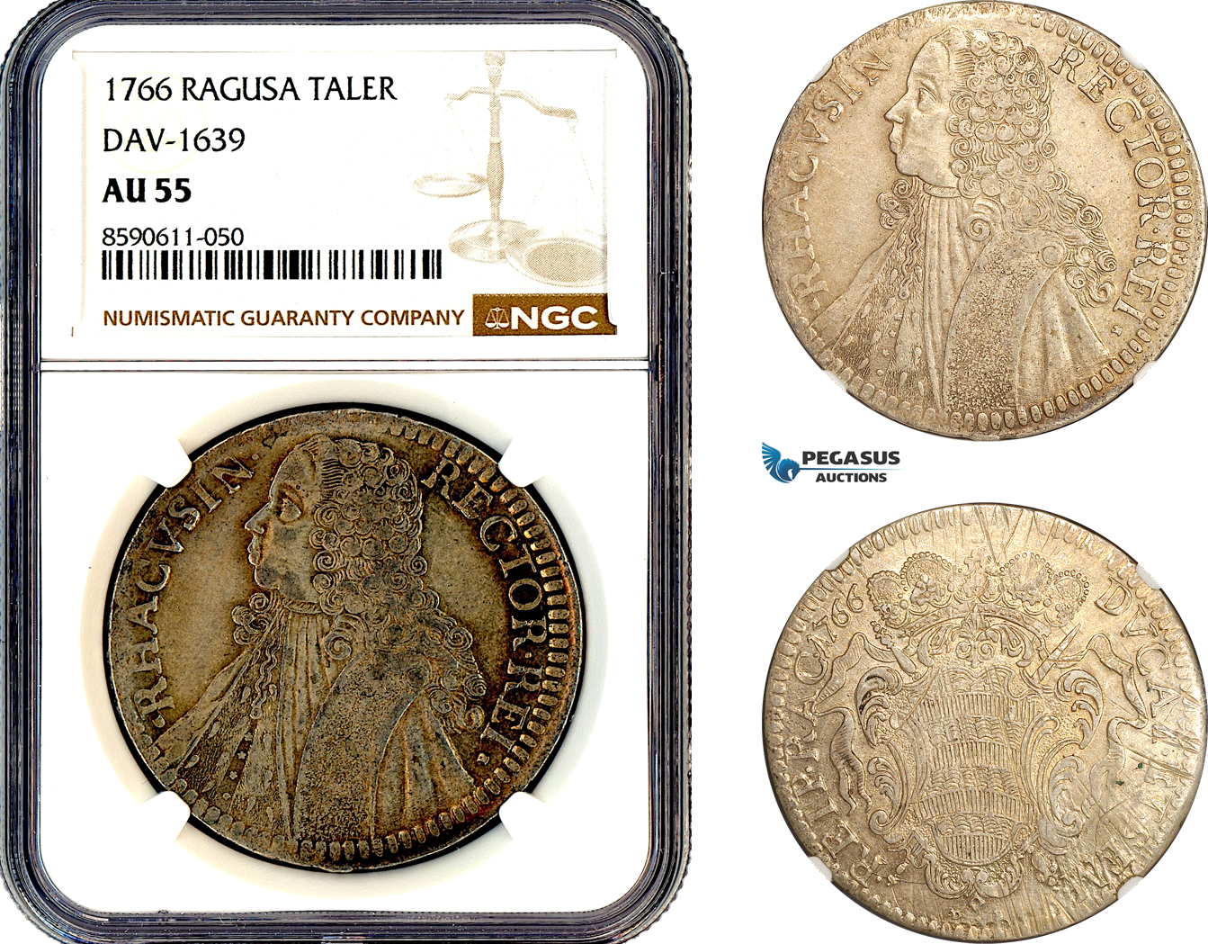 AM080, Croatia, Ragusa, Dubrovnik City, Taler 1766, Silver, DAV-1639, NGC AU55