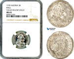 AM116, Austria, Karl VI, 3 Kreuzer 1739, Hall Mint, Silver, Value Below Eagle, NGC MS65