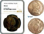 AM122, Austria, Franz II, Taler 1815 A, Vienna Mint, Silver, NGC MS62