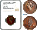 AM132, France & Germany, Bronze Medal 1839 by Petit, Death of Maria, Duchess of Wurttemberg, NGC MS64BN