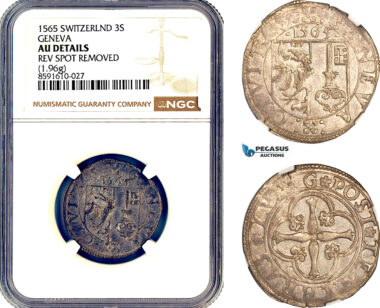 AM290, Switzerland, Geneva, 3 Sols 1565, Silver, NGC AU Details