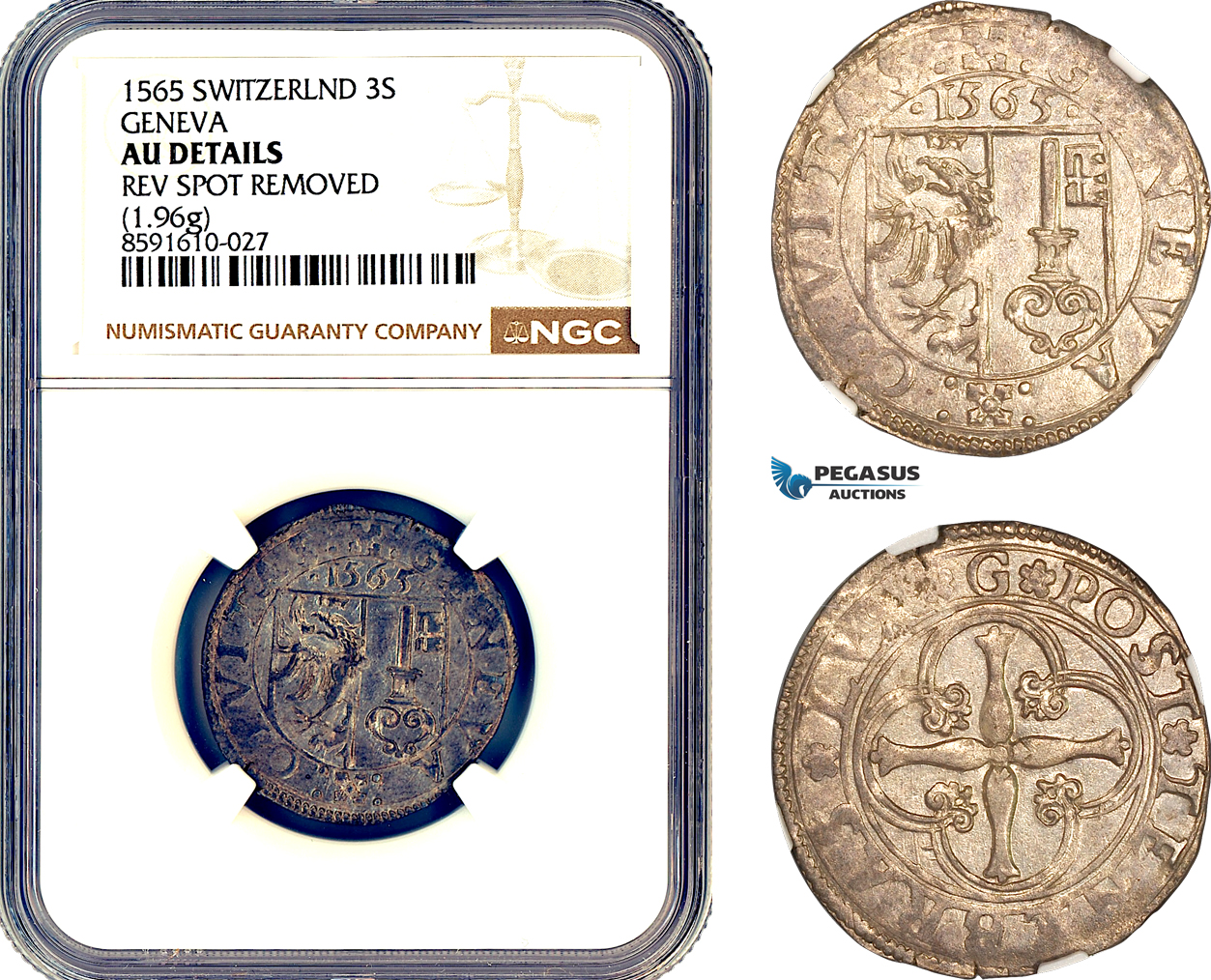 AM290, Switzerland, Geneva, 3 Sols 1565, Silver, NGC AU Details