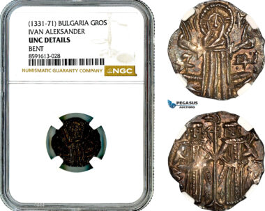 AM291, Bulgaria, Ivan Aleksander, Gros ND (1331-71), Silver, NGC UNC Details