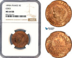 AM302, France, Third Republic, 5 Centimes 1898 A, Paris Mint, "Ceres", NGC MS64RB